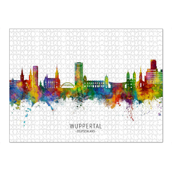 Puzzle Ravensburger "Wuppertal Germany Skyline txt" artboxONE - Städte