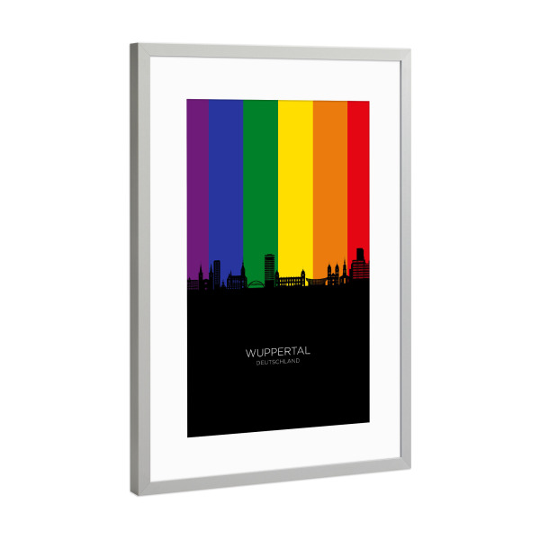Poster mit Rahmen Silber "Wuppertal Germany Skyline Pride" artboxONE - Städte