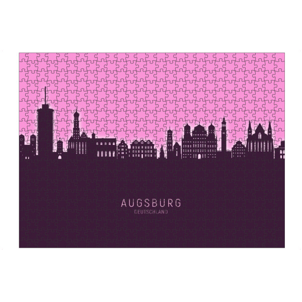 Puzzle Ravensburger "Augsburg Skyline Glow Pink" artboxONE - Städte