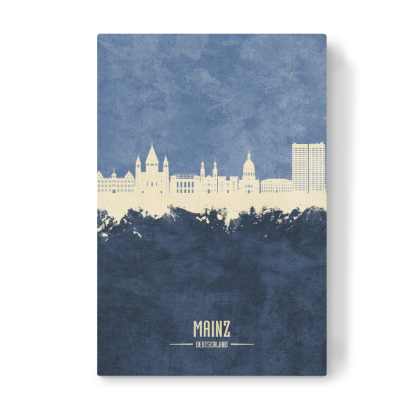 Leinwandbild "Mainz Germany Skyline Navy" artboxONE - Städte - Mainz,Deutschland,Skyline,Cityscape,Stadtbild,Watercolor,Painting,City,Stadt,Germany