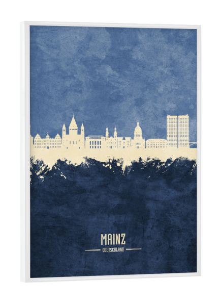 Poster mit weißem Rahmen "Mainz Germany Skyline Navy" artboxONE - Städte