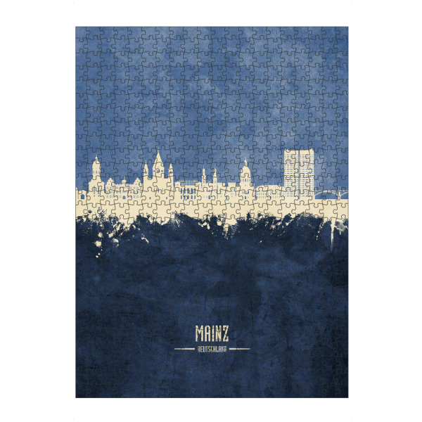 Puzzle Ravensburger "Mainz Germany Skyline Navy" artboxONE - Städte