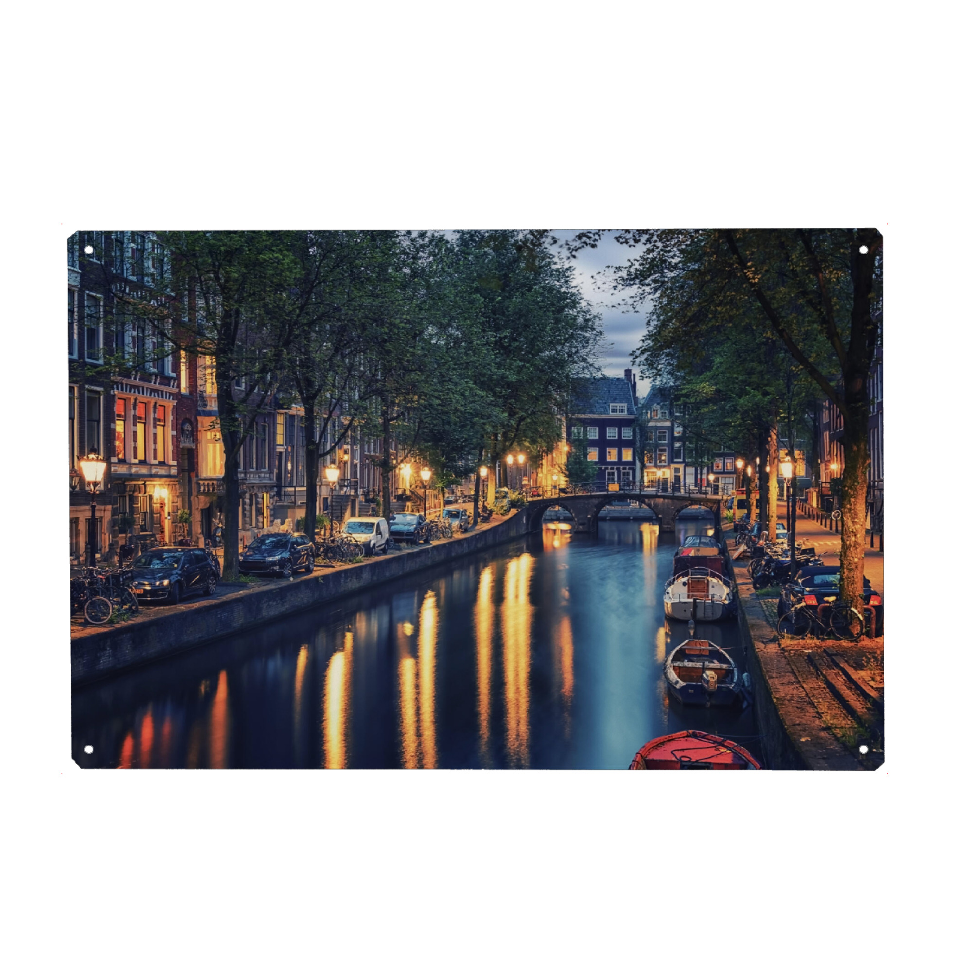 Holzbild "Amsterdam Evening" artboxONE - Städte,Reise,Architektur,Reise / Länder,Städte / Amsterdam