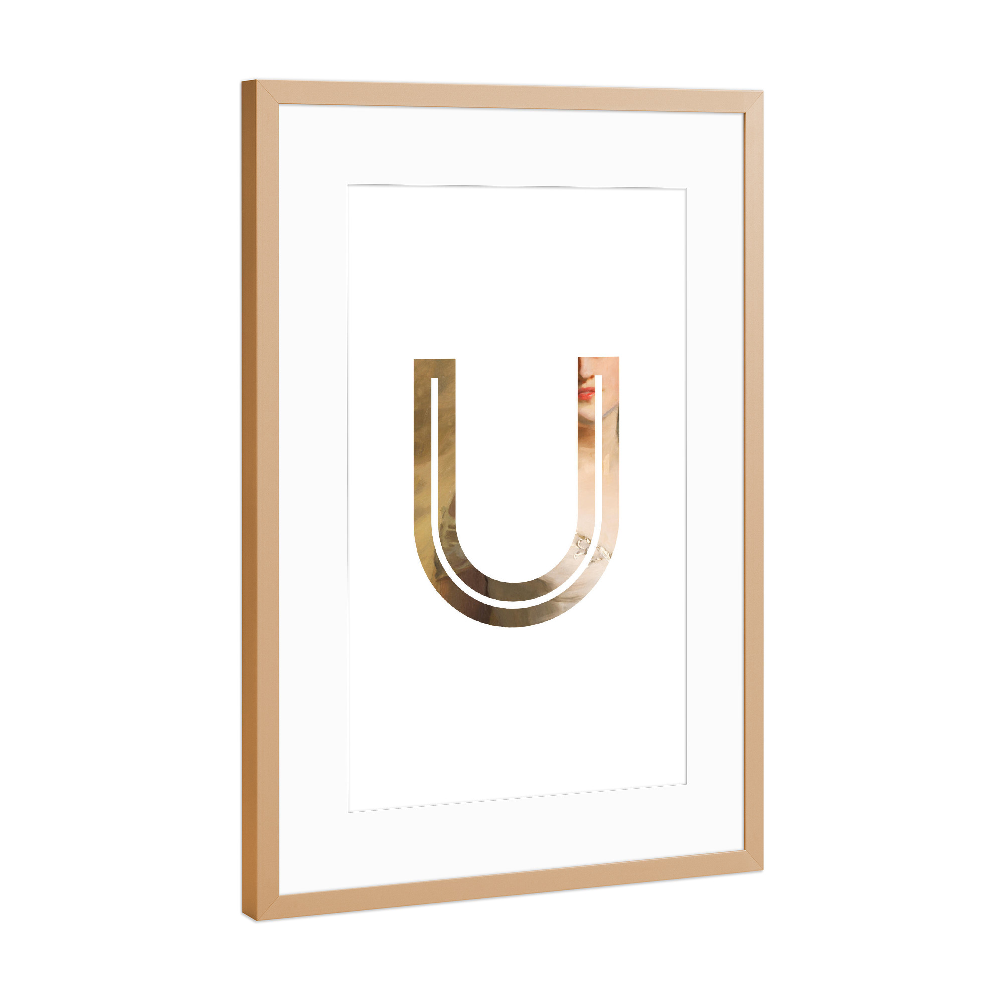 Poster mit Rahmen Kupfer "IMPRESS-LETTER U" artboxONE - Typografie,Fashion,Buchstaben / U