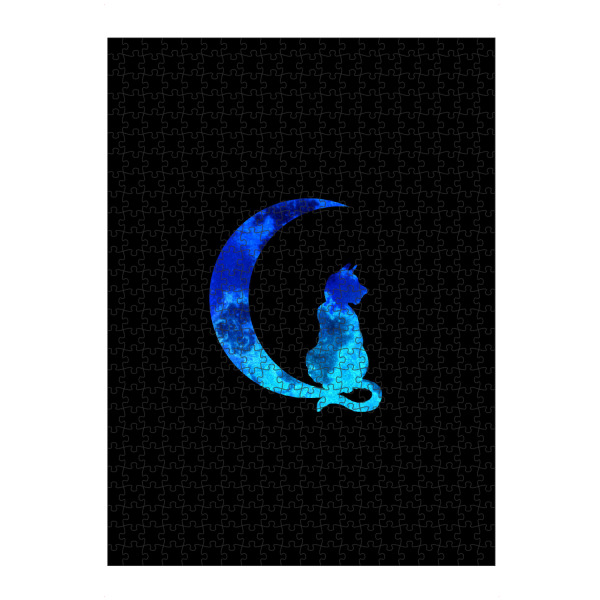 artboxONE Puzzle "Blue Crescent Moon and Cat" artboxONE - Natur,Tiere,Halloween