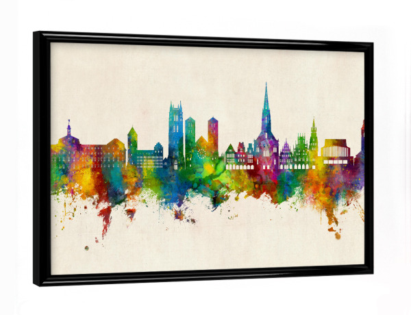 Poster mit schwarzem Rahmen "Münster Germany Skyline Urban" artboxONE - Städte
