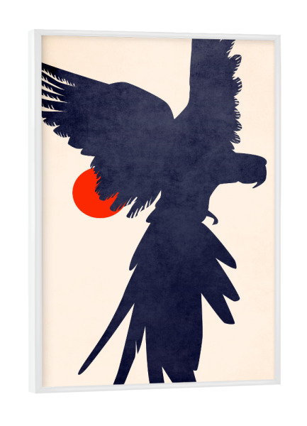 Poster mit weißem Rahmen "Papagei In der Sonne" artboxONE - Tiere,Abstrakt - Papagei,Sonnenuntergang,Abstrakt,Sunset,Tier,Animal,Abstract