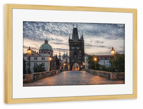 Poster mit Rahmen kiefer "Early Morning In Prague" artboxONE - Städte,Reise,Architektur,Reise / Länder,Städte / Prag