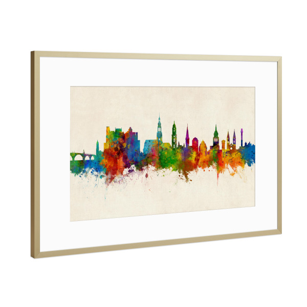 Poster mit Rahmen Gold "Heidelberg Germany Skyline Urban" artboxONE - Städte