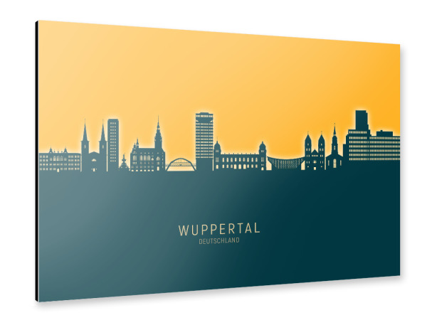 Alu-Dibond "Wuppertal Germany Skyline Citrus" 30x20 cm artboxONE