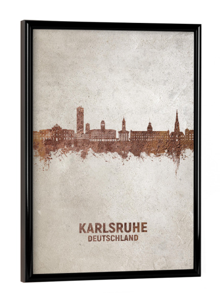 Poster mit schwarzem Rahmen "Karlsruhe Germany Skyline Rust" artboxONE - Städte