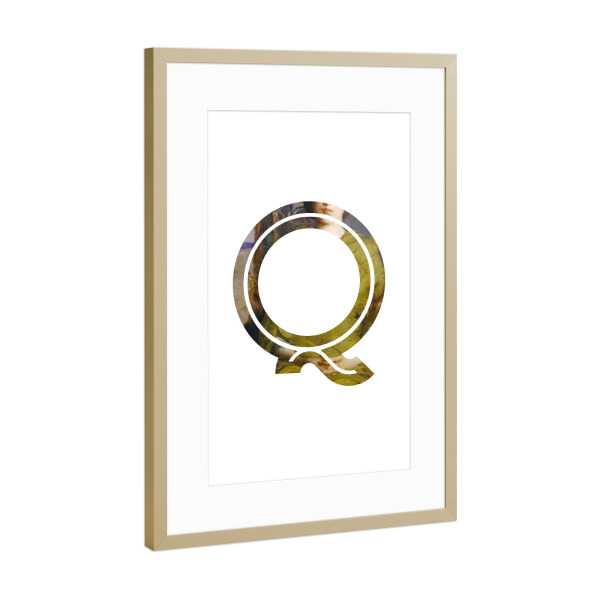 Poster mit Rahmen Gold "IMPRESS-LETTER Q" artboxONE - Typografie,Fashion,Buchstaben,Buchstaben / Q