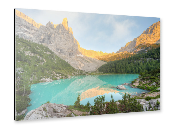 Alu-Dibond "Morgens am Lago di Sorapis" 30x20 cm artboxONE