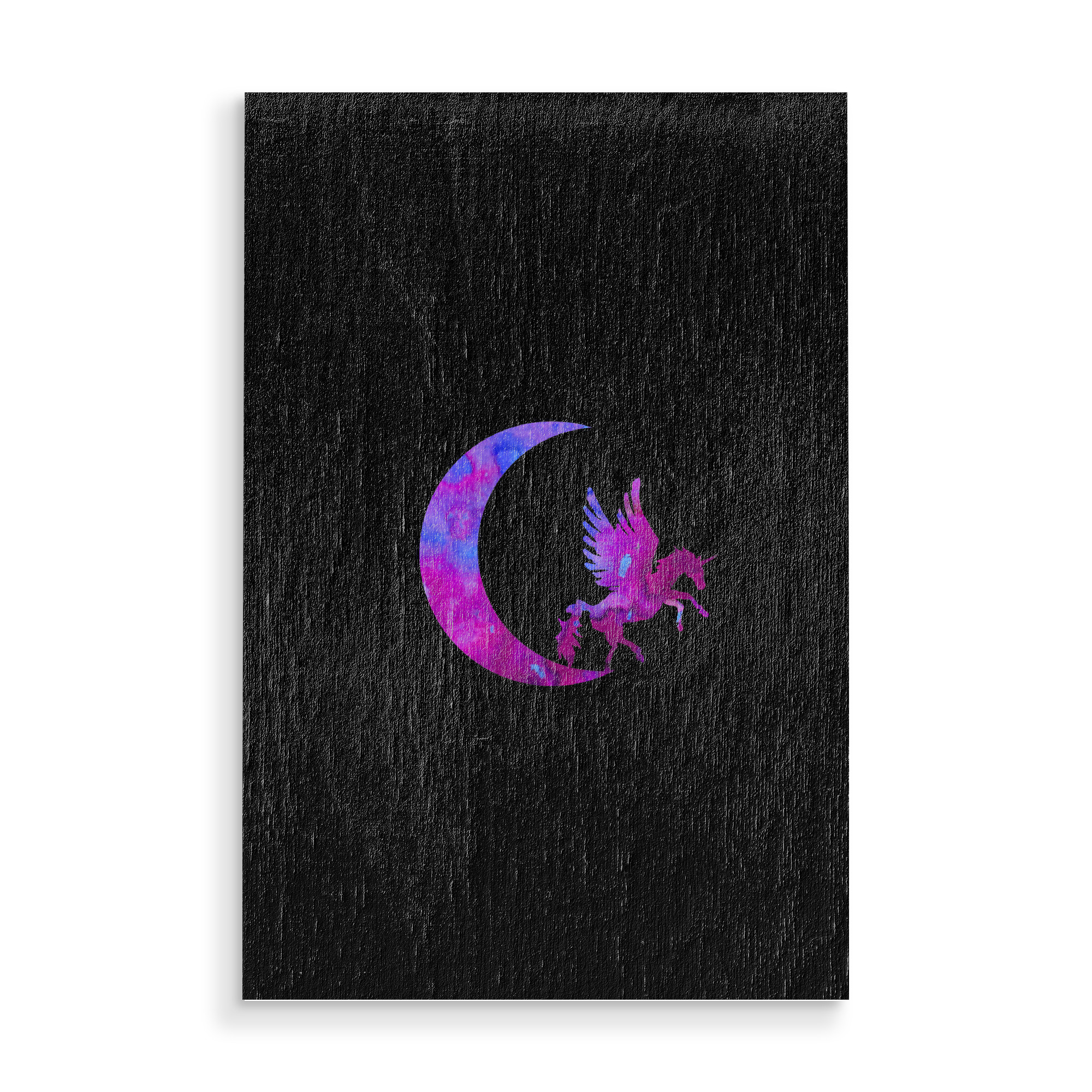 Holzbild "Crescent Moon and Unicorn" artboxONE - Natur,Für Kinder,Tiere,Fiktion