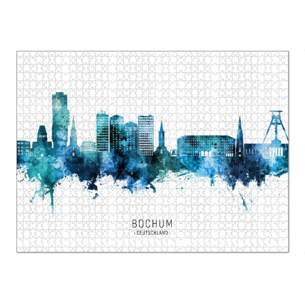 Puzzle Ravensburger "Bochum Germany Skyline Blue Name" artboxONE - Städte