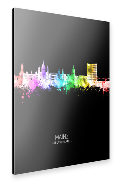 Alu-Dibond "Mainz Skyline Colour Black" 30x20 cm artboxONE