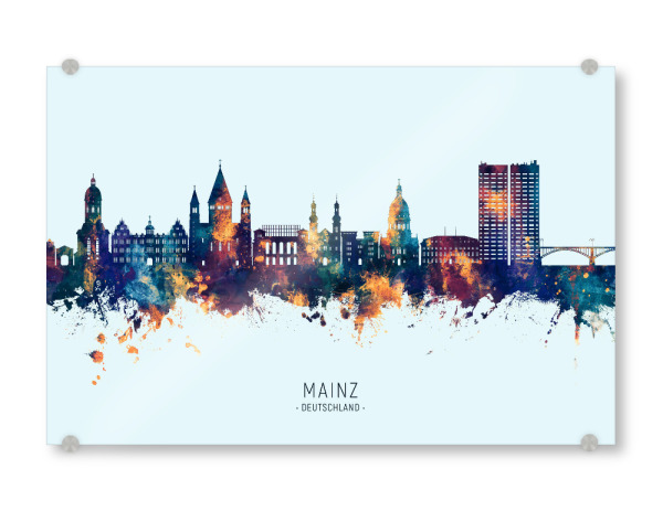 Acrylglasbild "Mainz Germany Skyline BlueOrange" artboxONE - Städte