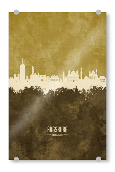 Acrylglasbild "Augsburg Germany Skyline Brown" artboxONE - Städte