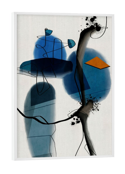 Poster mit weißem Rahmen "Traumwelten" artboxONE - Abstrakt - Abstrakt,Modern,Minimalismus,Abstract,Minimal,Minimalistisch,Blau,Beige,Grau