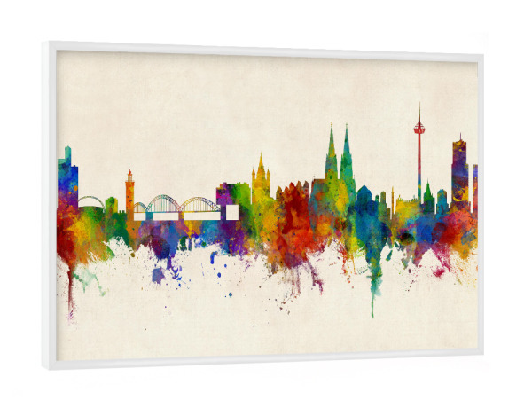 Poster mit weißem Rahmen "Cologne Germany Skyline Urban" artboxONE - Städte,Städte / Köln