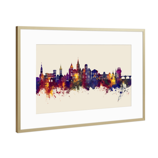 Poster mit Rahmen Gold "Trier Germany Skyline Autumn" artboxONE - Städte