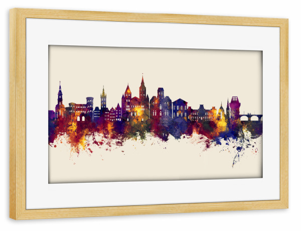 Poster mit Rahmen kiefer "Trier Germany Skyline Autumn" artboxONE - Städte