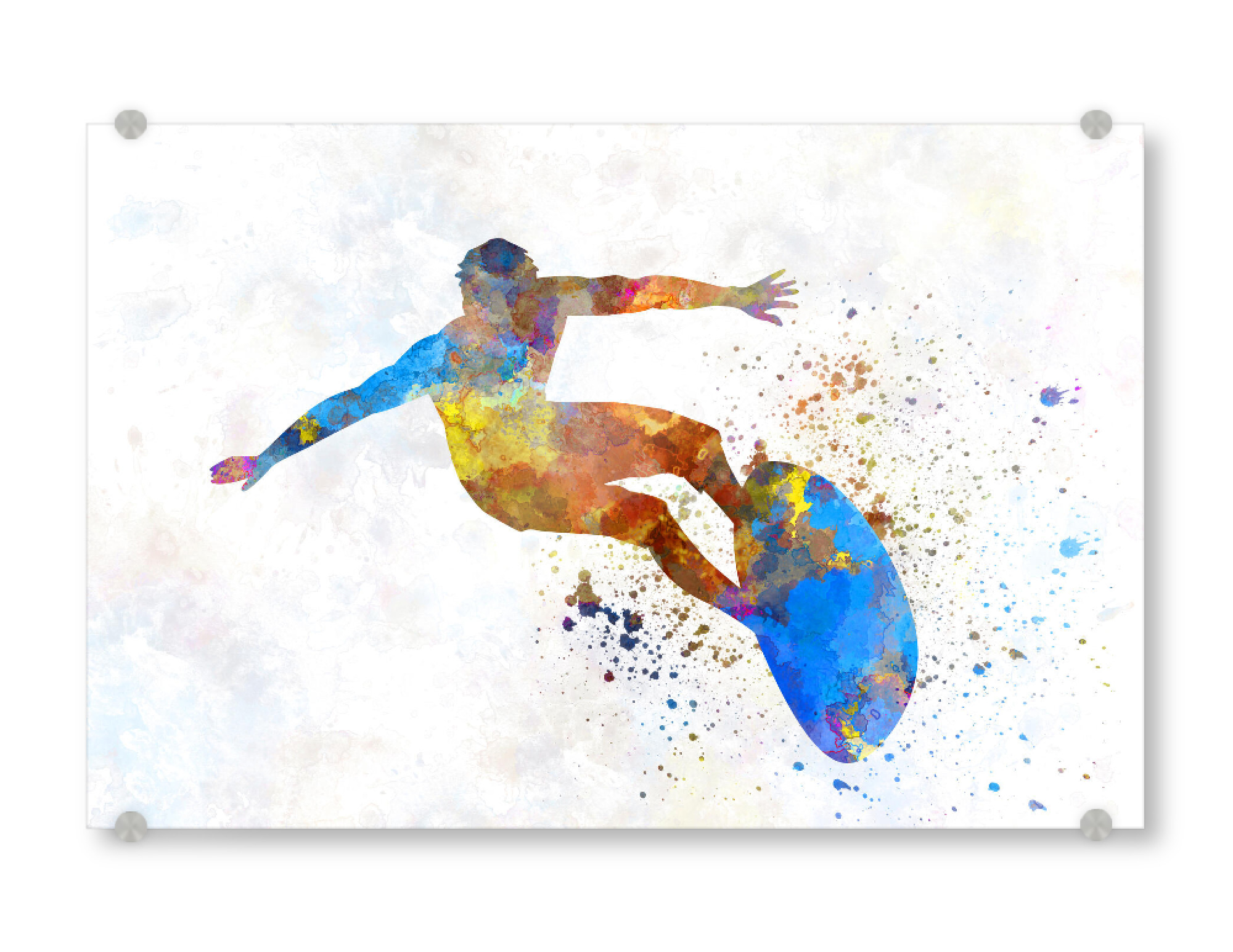 Acrylglasbild "Surfer in watercolor-b" artboxONE - Sport - Watercolor,Sport,Sports,Illustration,Surfing,Surfer,Sea,California,Bunt,Colorful