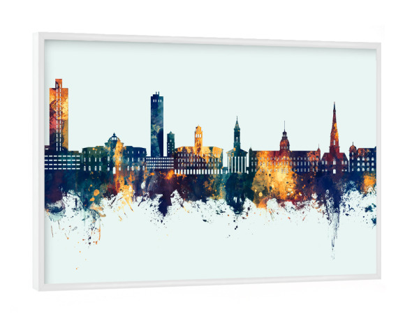 Poster mit weißem Rahmen "Karlsruhe Germany Skyline Winter" artboxONE - Städte