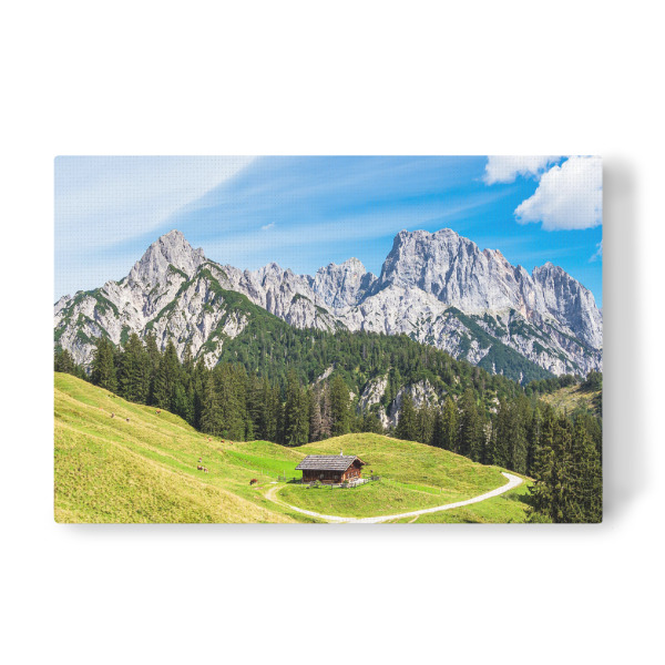 Leinwandbild "Alm, Hütte und Berge" artboxONE - Natur,Reise,Architektur,Reise / Länder