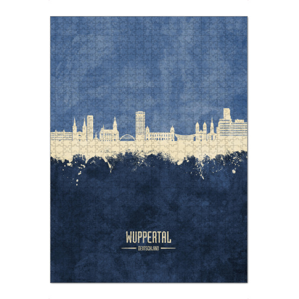 Puzzle Ravensburger "Wuppertal Germany Skyline Navy" artboxONE - Städte