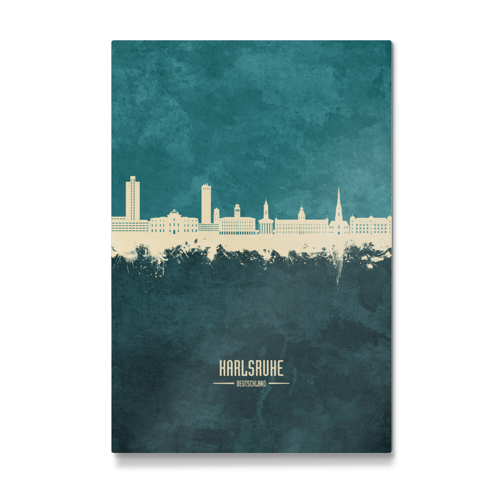 Galerie-Print "Karlsruhe Skyline Turquoise" 30x20 cm artboxONE