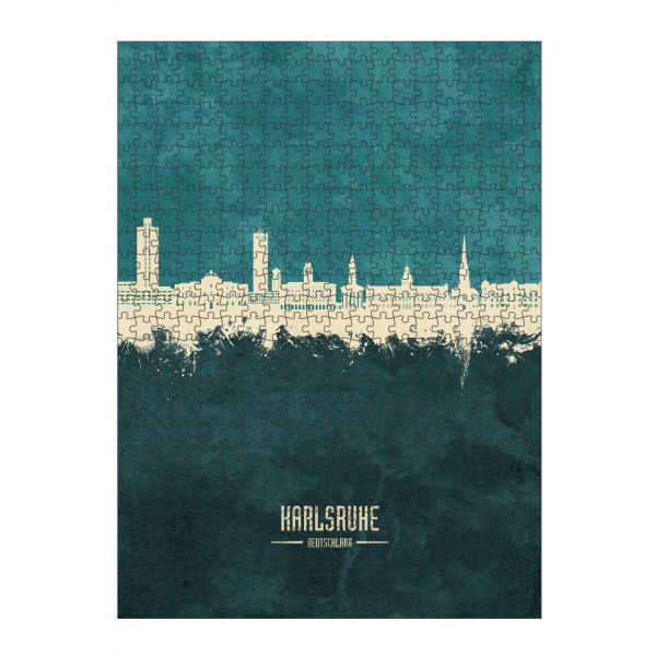 artboxONE Puzzle "Karlsruhe Skyline Turquoise" artboxONE - Städte