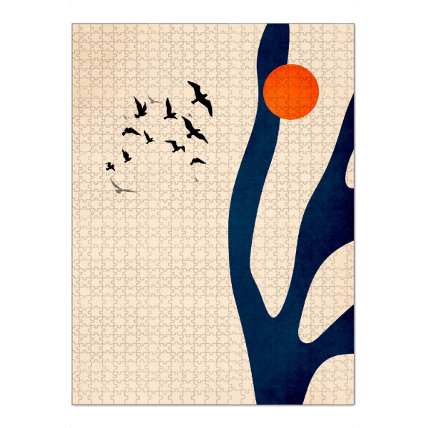 Puzzle Ravensburger "Desert Birds in Sun" artboxONE - Floral,Abstrakt - Vogel,Sonne,Kaktus,Abstract,Abstrakt,Sun,Birds,Cactus - Bild vogel
