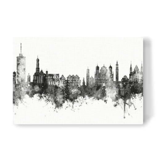 Augsburg Germany Skyline Black