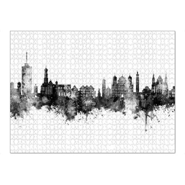 Puzzle Ravensburger "Augsburg Germany Skyline Black" artboxONE - Städte