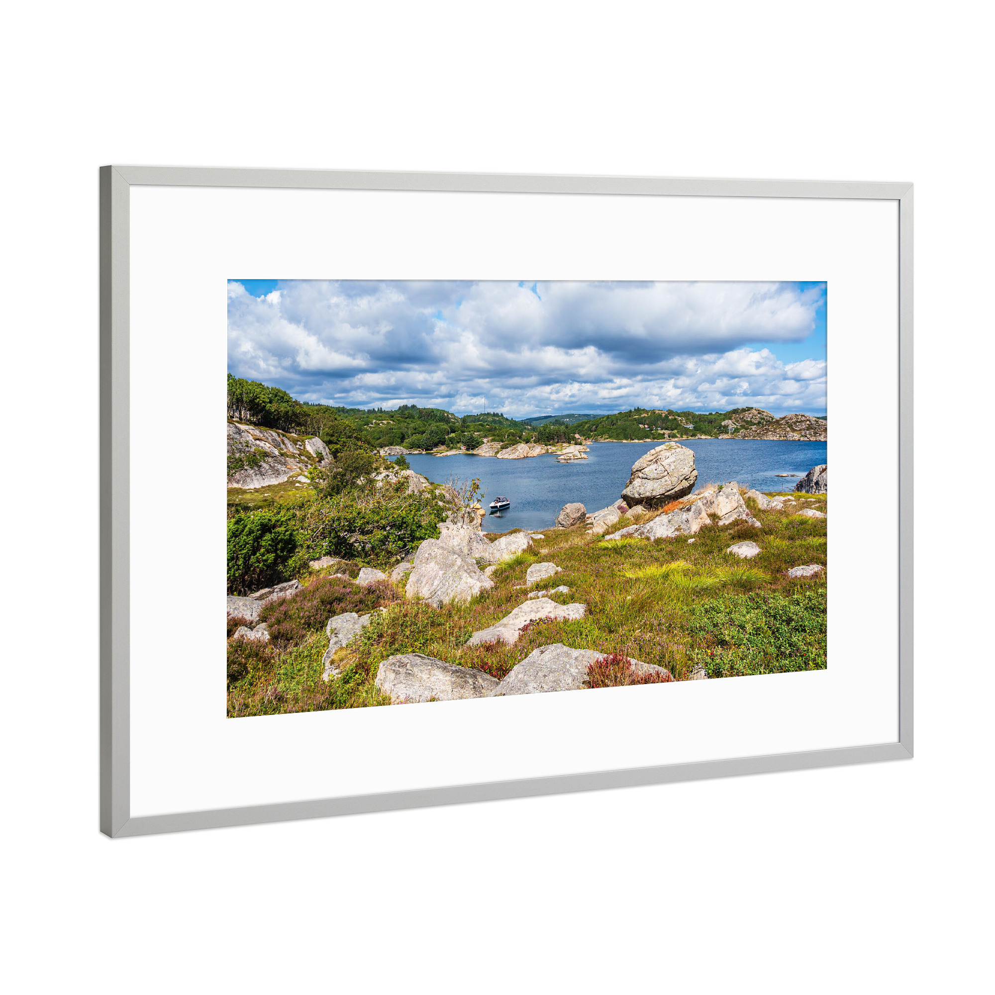 Poster mit Rahmen Silber "Skjernøya in Norwegen" artboxONE - Natur,Reise,Reise / Strand und Meer,Reise / Länder