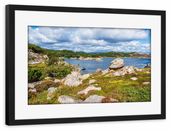 Poster mit Rahmen schwarz "Skjernøya in Norwegen" artboxONE - Natur,Reise,Reise / Strand und Meer,Reise / Länder