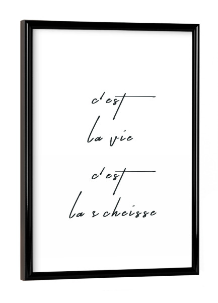 Poster mit schwarzem Rahmen "Cèst La Vie" artboxONE - Abstrakt,Schwarzweiß - Lustig,Spruch,Witzig,Schwarzweiß,Blackandwhite,Funny
