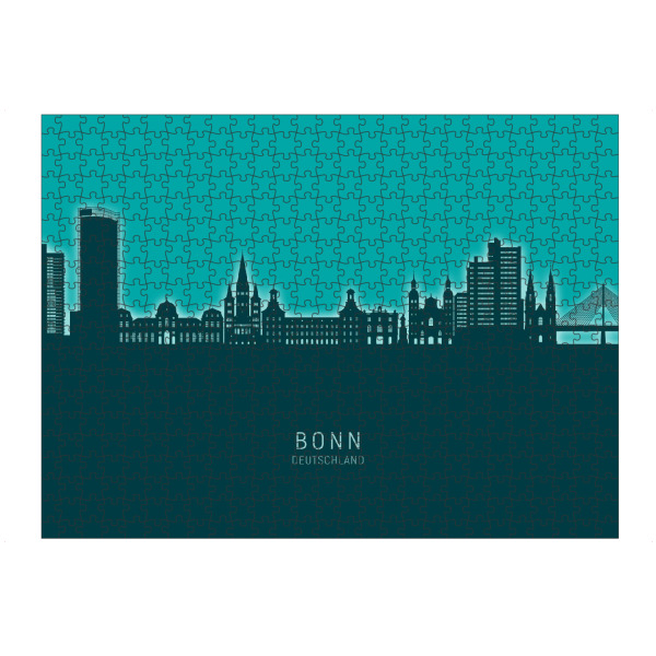 artboxONE Puzzle "Bonn Germany Skyline Glow Teal" artboxONE - Städte