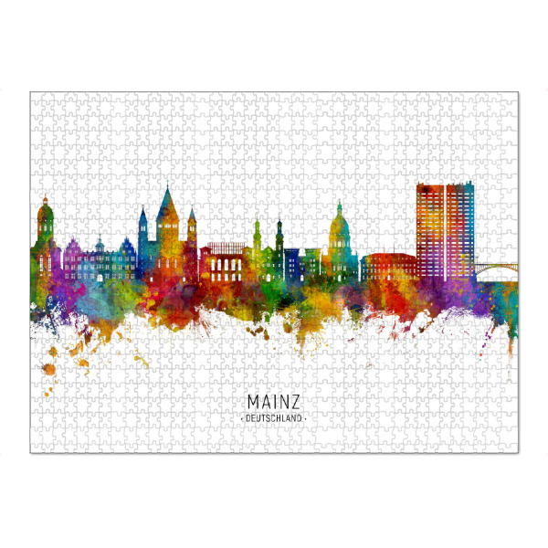 Puzzle Ravensburger "Mainz Germany Skyline txt" artboxONE - Städte