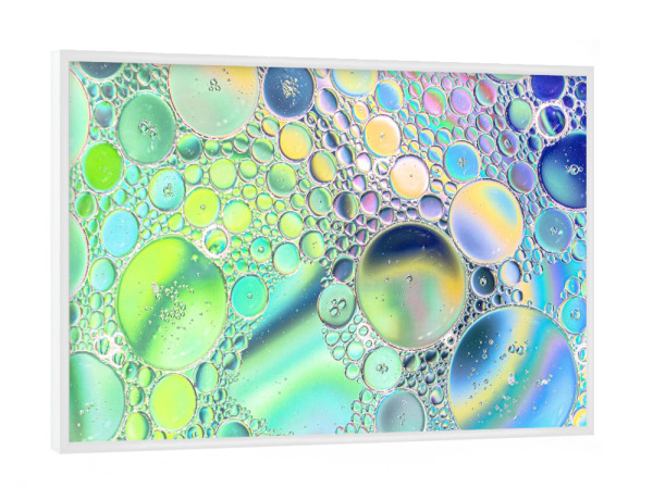 Poster mit weißem Rahmen "Öl in Wasser - bunt" artboxONE - Abstrakt