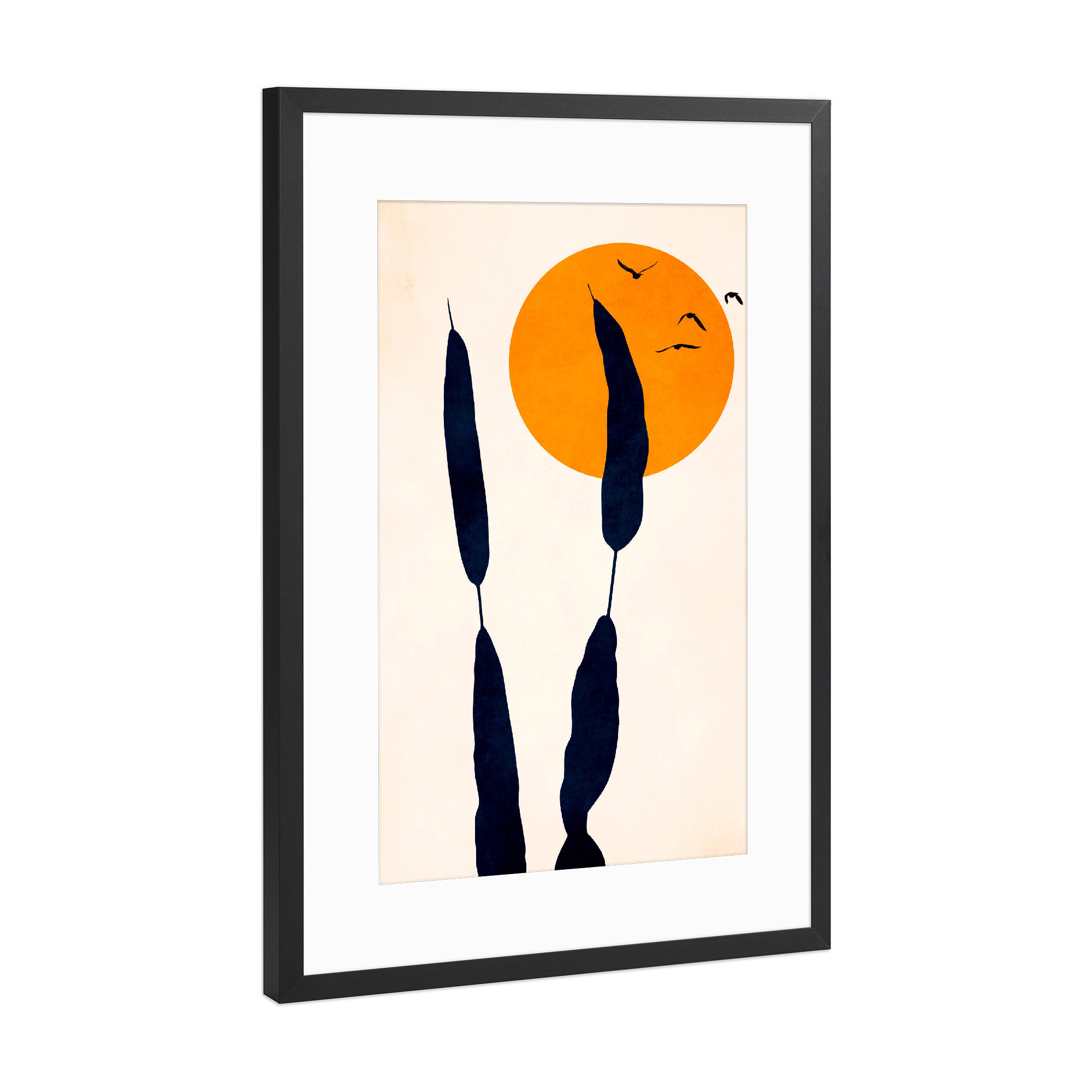 Poster mit Rahmen Schwarz (Metallic) "Night And Day And Love" artboxONE - Tiere,Abstrakt - Sonne,Sun,Abstract,Abstrakt,Vögel,Birds,Animals,Tiere