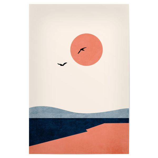Poster "Der Strand des Glücks" artboxONE - Natur,Tiere,Abstrakt - Sonnenuntergang,Abstrakt,Sunset,Birds,Vögel,Animals,Tiere,Abstract,Natur,Nature