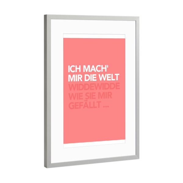 Poster mit Rahmen Silber "WIDDEWIDDE" artboxONE - Typografie,Film,Für Kinder,Lustig