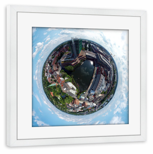 Poster mit Rahmen weiß "Hamburg-Bergedorf CCB,Serrahn;high" artboxONE - Städte,Städte / Hamburg,Reise,Architektur,Reise / Länder