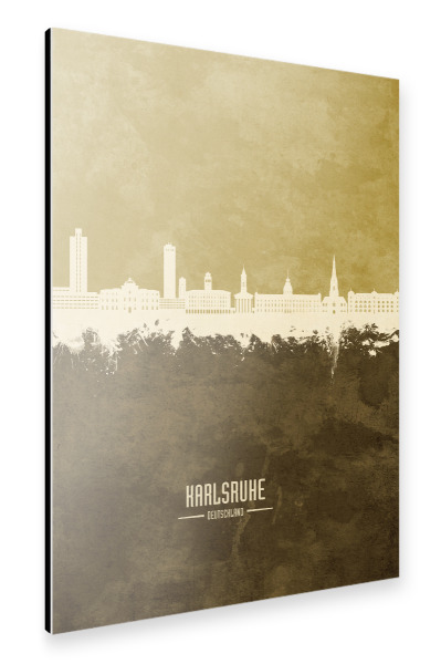 Alu-Dibond "Karlsruhe Germany Skyline Brown" 30x20 cm artboxONE