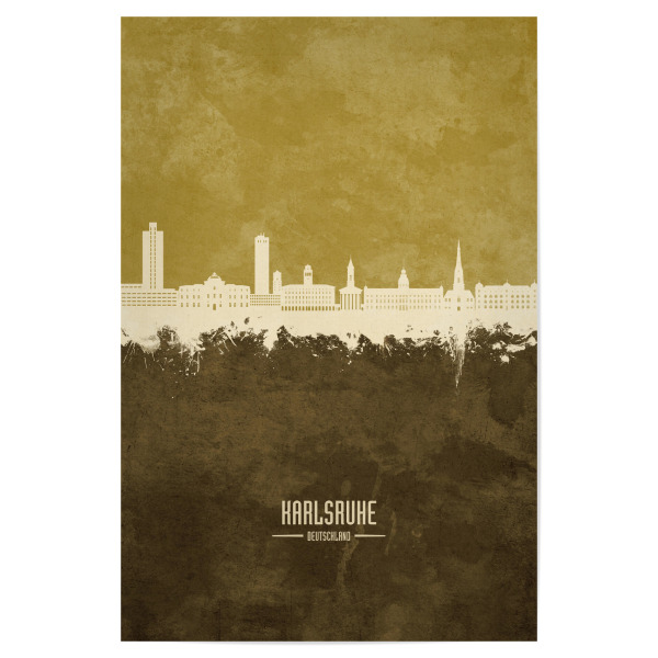 Poster "Karlsruhe Germany Skyline Brown" artboxONE - Städte