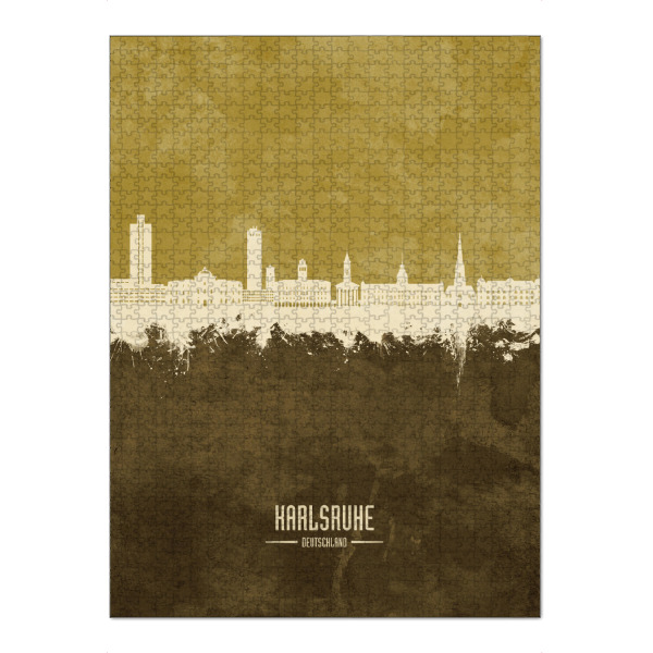 Puzzle Ravensburger "Karlsruhe Germany Skyline Brown" artboxONE - Städte