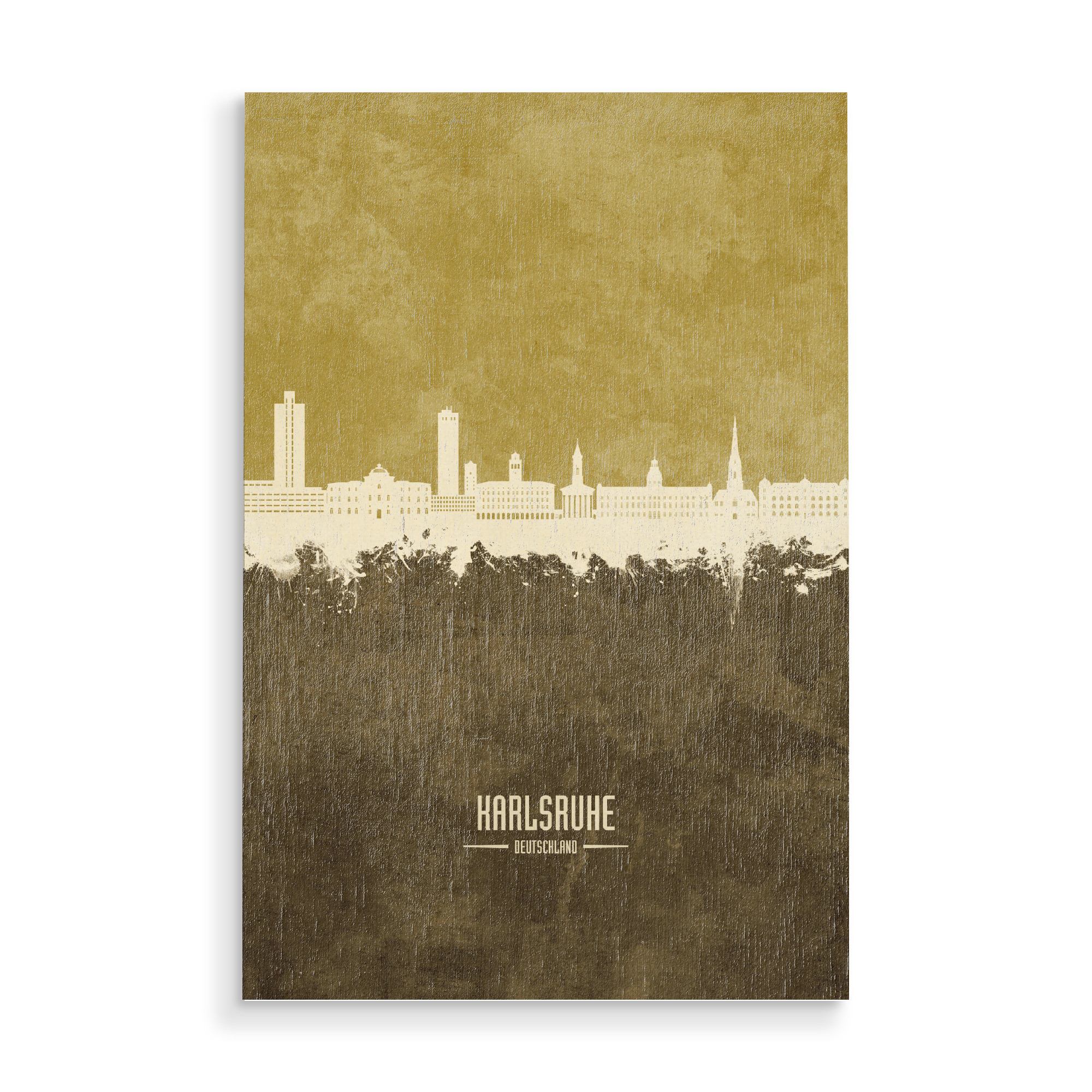 Holzbild "Karlsruhe Germany Skyline Brown" artboxONE - Städte