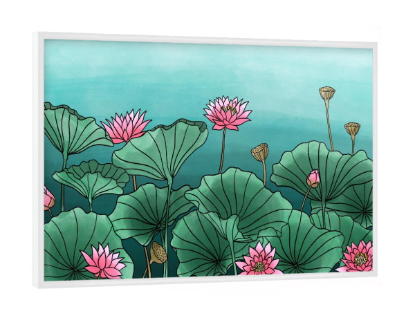 Poster mit weißem Rahmen "Lotuspflanze" artboxONE - Natur,Floral,Abstrakt